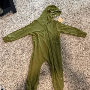 Kyte BABY Olive Hooded Zipper One-Piece Romper
